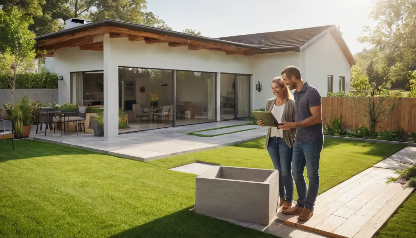 A homeowner reviewing a patio plan with a concrete provider in the DeBary area